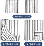 Twin XL 4 Piece Sheet Set - Comfy Breathable & Cooling - Soft Hotel Luxury Bedding Set with 8-16 Inch Deep Pockets - 1 Flat & 1 Fitted Sheet & 2 Pillowcases - Wrinkle Free & Easy Care - Grey Stripes 2