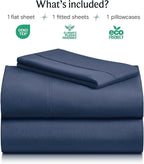 LuxClub Twin XL Sheets - Soft Kids Twin Bed Sheets for Boys and Girls, 3 PC Deep Pockets Wrinkle Free Kids Fitted Sheets Machine Washable Hotel Bedding Silky Soft- Navy Twin XL