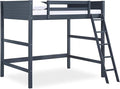 DHP Denver Full Size Loft Bed, Blue - Kids Loft Bed with Desk, Play Area, and Guardrails