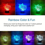 Pig 3D Decor Lamp with Remote, Toys for Girls Boys Room, Night Light Bedside Gifts for Kids Baby