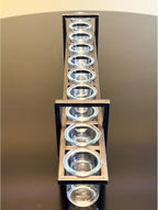 Seraphic 10-Cup Rustic Modern Floating Candle Holder Table Centerpiece Decoration for Dining Room, Kitchen, Patio, Weddings, Metal Iron with Glass Cups, 33" Long