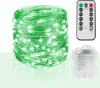 suddus Green Christmas Lights, 33ft 100 LED String Lights with Remote, Green Fairy Lights Battery Operated for Christmas, St Patricks Day, Bedroom, Wreath, Patio, Backyard, Garde, Party Decorations