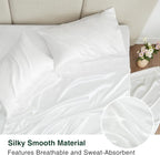 Love's cabin Satin Queen Sheets Set - 4 Piece White Silky Bed Sheets with Deep Pocket, Luxury Silk Feel Satin Queen Size Sheet Set (1 Flat Sheet,1 Fitted Sheet,2 Pillow Cases)