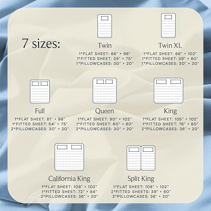 LuxClub 4 PC Queen Sheet Set, Deep Pockets Wrinkle Free Cooling Bed Sheets Hotel Bedding for Women, Men, Kids & Teens, Includes 1 Fitted Sheet, 1 Flat Sheet and 2 Pillowcases - Silky Soft Sky