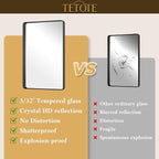 TETOTE 60 x 36 Black Mirror for Bathroom Large Black Framed Mirror for Bathroom, Tempered Glass, Wall Mounted, Entryway, Bedroom, Living Room(Horizontal/Vertical)