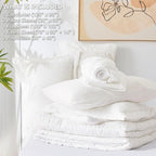 CozyLux Oversized King Comforter Set White Seersucker 7 Pieces 120x98 Bed in a Bag Comforter Set with Sheets, Luxury Soft Bedding Sets with Down Alternative Comforter, Sheets, Pillowcases & Shams