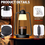 MAOYUE Candle Warmer Lamp with Timer and Dimmer for Jar Candles - Electric Wax Melt Warmer, Vintage Black Decor Lamp, Perfect Housewarming & Birthday Gift for Women, Mom | Upgraded