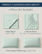 LANE LINEN 100% Organic Cotton California King Sheets Set, Soft & Comf Low Pill Fade Resistant Mercerized Cotton Fully Elasticized Cal King Sheets, Fits Mattress Upto 15" Deep -Cool Blue