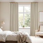 KangBang Linen Blackout Curtains 84 Inches Long, Rod Pocket Back Tab Curtains for Bedroom Living Room, Rustic Burlap Window Drapes with Clip Rings Made 52 Inch Wide by 84 Inch Length 2 Panels