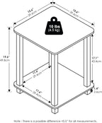 Furinno Simplistic End Table, 2-Pack, Plastic Frame, Black Walnut/Brown