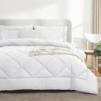CozyLux King Size Comforter Set White - 7 Pieces Bed in a Bag King, Luxury Soft Bed Set for All Seasons, Bedding Set with Down Alternative Comforter, Sheets, Pillowcases & Shams
