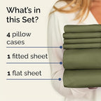 Cal King 6 Piece Sheet Set - Comfy Breathable & Cooling - Soft Hotel Luxury Bedding Set with 8-16 Inch Deep Pockets - 1 Flat & 1 Fitted Sheet & 4 Pillowcases - Wrinkle Free & Easy Care - Sage Green