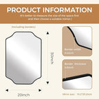 CULER Black Bathroom Wall Mirror,20 x 30 Inch Rectangle Vanity Modern Tempered Glass Mirror for Bedroom,Living Room,Entryway