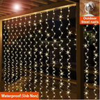 ZSJWL 6.5×9.8ft Curtain String Lights, USB Plug Fairy Lights Remote Dimmable Control, 8 Flashing Modes Waterproof Lights for Window Christmas Bedroom Party Wedding Garden Wall(Warm White)