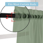 OWENIE Sheer Curtains 90 Inches Long 2 Panels Set, Sage Green Sheer Curtains Rod Pocket Voile Drapes for Living Room, Airy Soft-Touching Drapes, 2 PCS Panels, Each 42" W x 90" L Inch