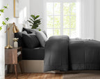 CozyLux Full Size Comforter Sets Dark Grey, 7 Pieces Bed in a Bag, Dark Grey Comforter Full Size, All Season Bedding Sets with Stitch Quilted Comforter, Flat Sheet, Fitted Sheet, Pillowcases