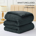 BEDELITE Fleece King Comforter Set -Super Soft & Warm Fluffy Dark Grey Bedding, Luxury Fuzzy Heavy Bed Set for Winter with 2 Pillow Cases