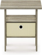 Furinno ANDREY Side Table, End Table, Night Stand with Open Shelves and Storage Bin, Bedside Table, for Living Room, Bedroom, Sonoma Oak