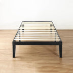 Mellow Naturalista Classic 16 Inch Solid Wood Platform Bed with Wooden Slats, Black, Twin