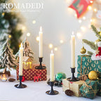 Black Candlestick Candle Holders for Taper ：12 PCS Romadedi Candle Stick Holder Set Vintage Table Centerpiece Halloween Decoration Wedding Christmas Fireplace Mantel Home Deocr