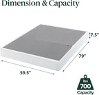 ZINUS 7.5 Inch Box Spring with Cover, No Assembly Mattress Foundation, Sturdy Metal Structure, Queen, White
