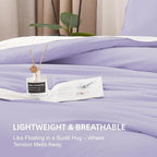 Litanika Lavender Purple Comforter King Size, 3 Pieces Lightweight Solid Bedding Comforter Set, All Season Fluffy Bed Set (104x90In Comforter & 2 Pillowcases)