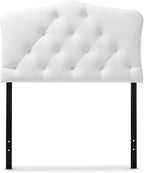 Baxton Studio Rita Modern and Contemporary White Faux Leather Upholstered Button-Tufted Scalloped Twin Size Headboard