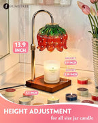 Strawberry Candle Warmer Lamp with Timer Dimmer, Adjustable Height Gifts for Women Mom Birthday Christmas House Warming Gifts New Home Bedroom Decor, Cute Candle Warmer Light for Jar Candles