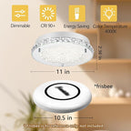 LED Ceiling Light,Auffel Minimalist Modern 11-Inch Surface Flush Mount Light Fixture Glass 4000K Daylight White Lamp 1980LM K9 Crystal Chandelier Lighting for Kitchen,Bathroom,Bedroom,Hallway
