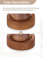 NUPTIO Dripless Taper Candle Holders with Wax Catchers: Set of 2 Hurricane Glass Candlestick Holders with Metal Bobeches for Easier Reuse - Brown Wood Modern Table Centerpiece for Outdoor Dinner