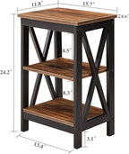 VECELO Modern Night Stand/Sofa Side/End Storage Shelf X-Design Versatile Nightstands Lamp Table Living Room Bedroom Furniture,Easy Assembly, Brown