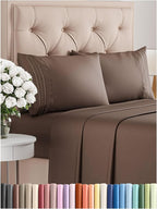 King Size 4 Piece Sheet Set - Comfy Breathable & Cooling Bed Sheets Set - Hotel Luxury Bedding for Women, Men, Kids, Teens, Boys & Girls - Deep Pockets, Ultra-Soft and Wrinkle Free - Oeko-Tex - Brown