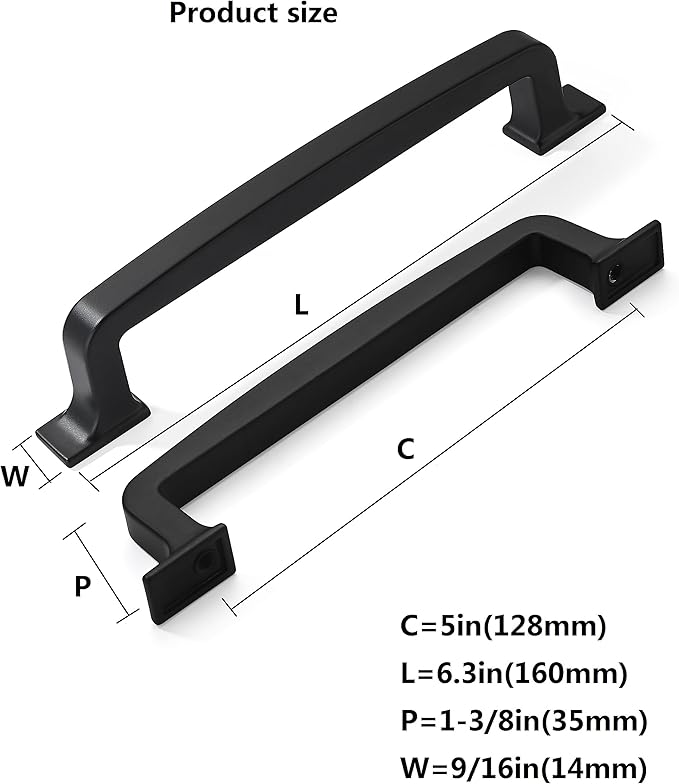khtumeware 10 Pack 5 Inch Cabinet Handles - Matte Black Pulls and Drawer Hardware for Cabinets