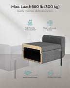 SONGMICS Storage Bench with Armrests, Ottoman for Living Room, Bedroom, Entryway, Steel Legs, Dark Gray ULOM072G01
