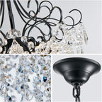 WUZUPS Crystal Chandelier 5-Light Pendant Ceiling Light Modern Lighting Fixture for Dining Room Hallway Bedroom Kitchen Bathroom, H 22.4" x W 18.3", E12 Base, Black