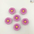 Daisy Vintage Resin Hand Painted Drawer Pulls Cabinet Knobs Handles Country Kitchen Home Decoration Purple (Pack of 6)