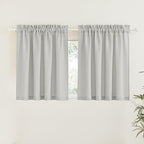 RYB HOME Linen Textured Sheer Curtains 45 inch Length, Half Privacy Sheers Drapes for Bathroom Bedroom Small Window Decor, Deep Grey, W 52 x L 45 inches, Set of 2