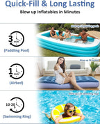 Electric Air Pump for Inflatables- 2×2000mAH Rechargeable Battery Powered Air Mattress Pump- Cordless Portable Air Pump, Quick-Fill Inflator Pump for Camping Air Mattress Bed, Pool Floats Toys, Boats