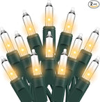 Christmas Lights Clear White 2 Pack Total 200 Count Incandescent Lights UL Certified Connectable Christmas Tree Lights with Green Wires for Indoor Outdoor Xmas, Wedding, Holiday, Home Decorations