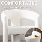 Set of 4 Modern Barrel Dining Chairs, White PU Leather Upholstered Accent Side Chair with Arms Comfy Makeup Vanity Chairs, Dining Living Room Kitchen Chairs