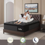 Queen Mattress, 12 Inch Hybrid Mattresses Black with Gel Memory Foam and Individually Pocket Innerspring Euro Top Medium Firm for Motion Isolation, Edge Support