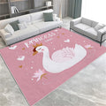 Washable Area Rug for Living Room 8x10 ft Cartoon Swan Princess Peach 3D Print Decor Carpet, Non Slip Stain Resistant Large Area Rugs, for Bedroom Dining Room Office