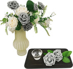 Grey Roses Artificial Flowers 25 PCS, Fake Rose Flower Heads Flowers with Stem for DIY Bouquets Wedding Decorations Centerpieces Arrangements Party Home Decor