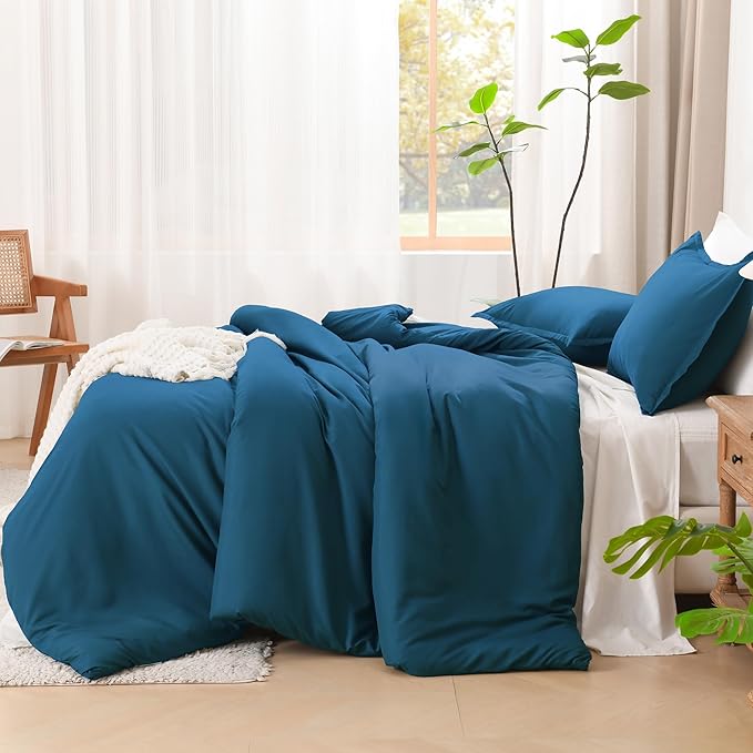 Litanika Teal Comforter Full Size, 3 Pieces Turquoise Lightweight Solid Bedding Comforter Set, All Season Fluffy Bed Set (79x90In Comforter & 2 Pillowcases)