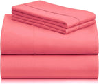 LuxClub 4 PC Sheet Set Bed Sheets Deep Pockets 16" Eco Friendly Wrinkle Free Cooling Machine Washable Hotel Bedding Silky Soft - Vermilion King