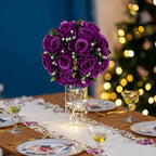 BLOSMON Flower Balls Wedding Rose Centerpieces 10 Pcs Purple Fake Flowers with Base Kissing Balls Decor Artificial Floral Arrangements Flower Bouquet of Roses Home Party Table DIY Decorations