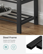 SONGMICS Shoe Bench, Storage Bench, Entryway Bench with Cushion, Shoe Shelf with Seat, Space-Saving, Modern Style, for Living Room, Bedroom, Hallway, Dark Gray and Ink Black ULBS57GYZ