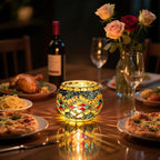DEAYOU 4 Pack Glass Candle Holders Mosaic, Decorative Glass Tealight Votive Holder Bowl, Scented Candle Stand for Lighting Decor, Gift, Aromatherapy, Also Used as Vase, Pen Holder, Potted Plant Bowl