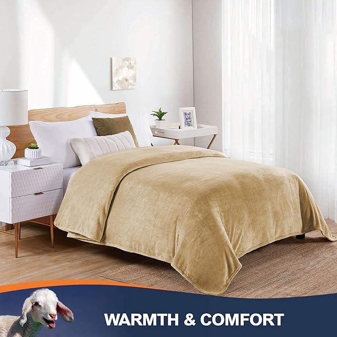 Walensee Fleece Blanket Plush Throw Fuzzy Lightweight (King Size 108x90 Tan Camel/Taupe) Super Soft Microfiber Flannel Blankets for Couch, Bed, Sofa Ultra Luxurious Warm and Cozy for All Seasons