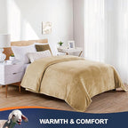 Walensee Fleece Blanket Plush Throw Fuzzy Lightweight (XL-Twin Size 66x90 Tan Camel/Taupe) Super Soft Microfiber Flannel Blankets for Couch, Bed, Sofa Ultra Luxurious Warm and Cozy for All Seasons